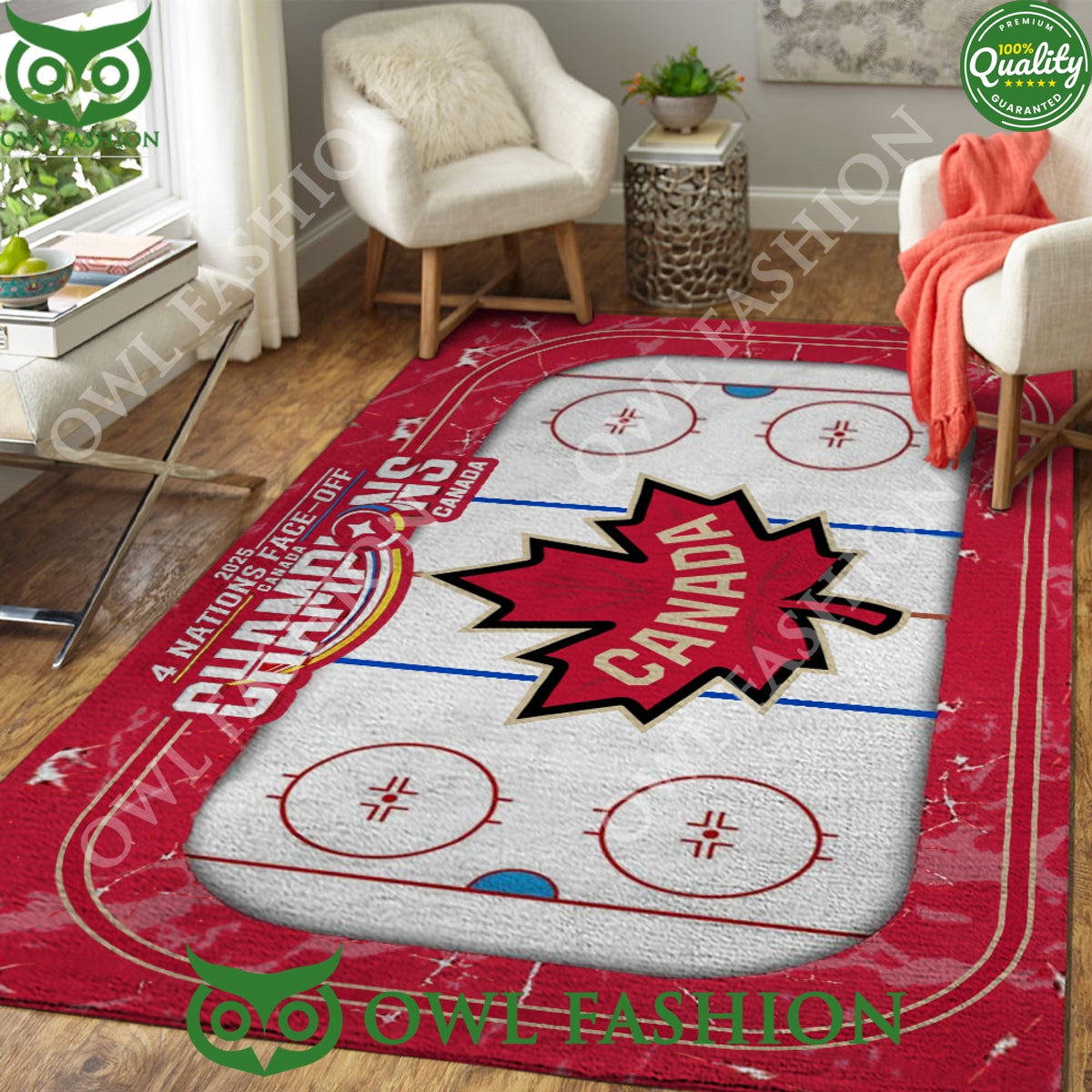 Canada 2025 4 Nations Face Off Champions Rectangular Rug