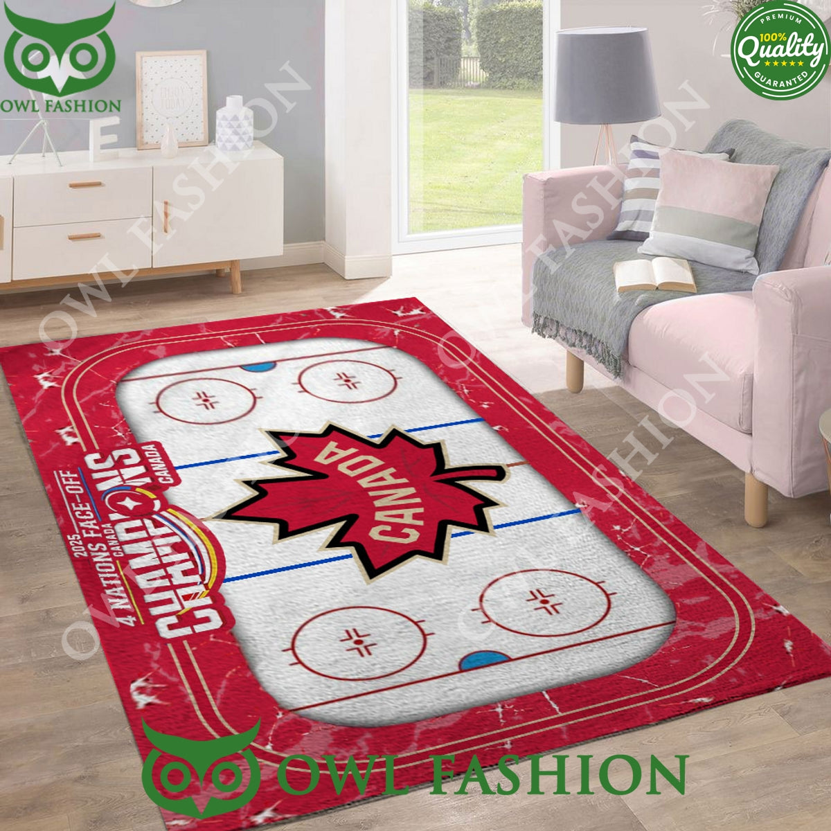 Canada 2025 4 Nations Face Off Champions Rectangular Rug