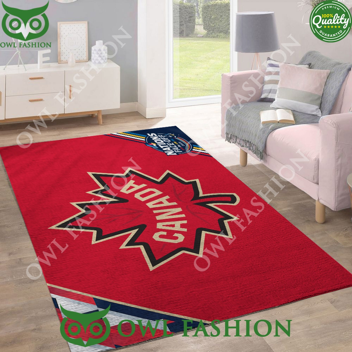 Canada 2025 4 Nations Face-Off Red Logo Rectangular Rug