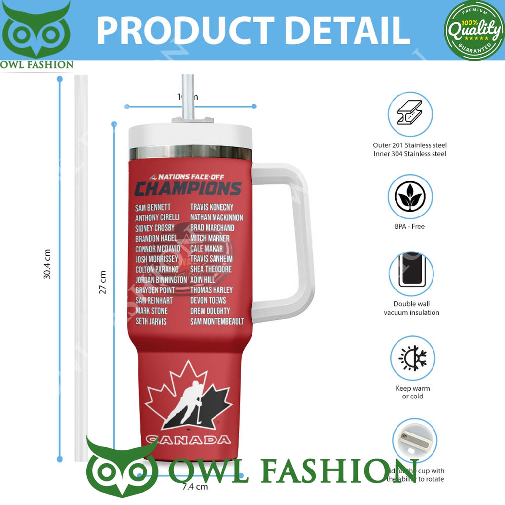 Canada Beats USA 2025 4 Nations Face-Off Champions 40oz Stanley Tumbler
