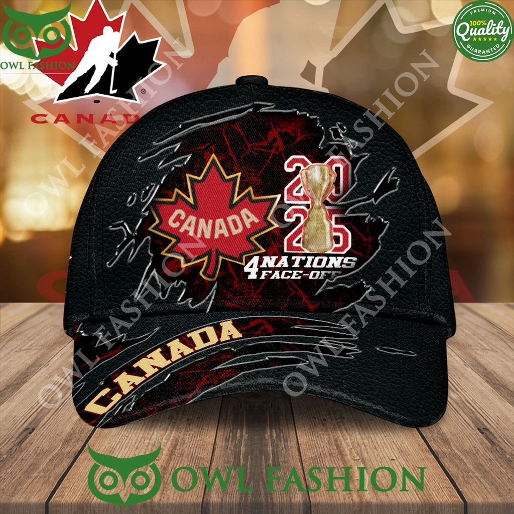 Canada ice hockey tournament 2025 4 Nations Face Off Black Classic Cap