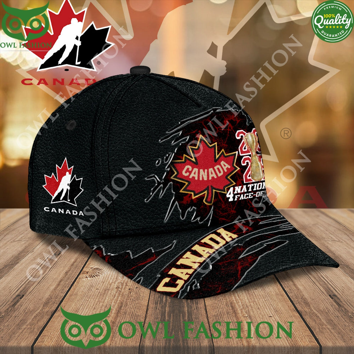 Canada ice hockey tournament 2025 4 Nations Face Off Black Classic Cap