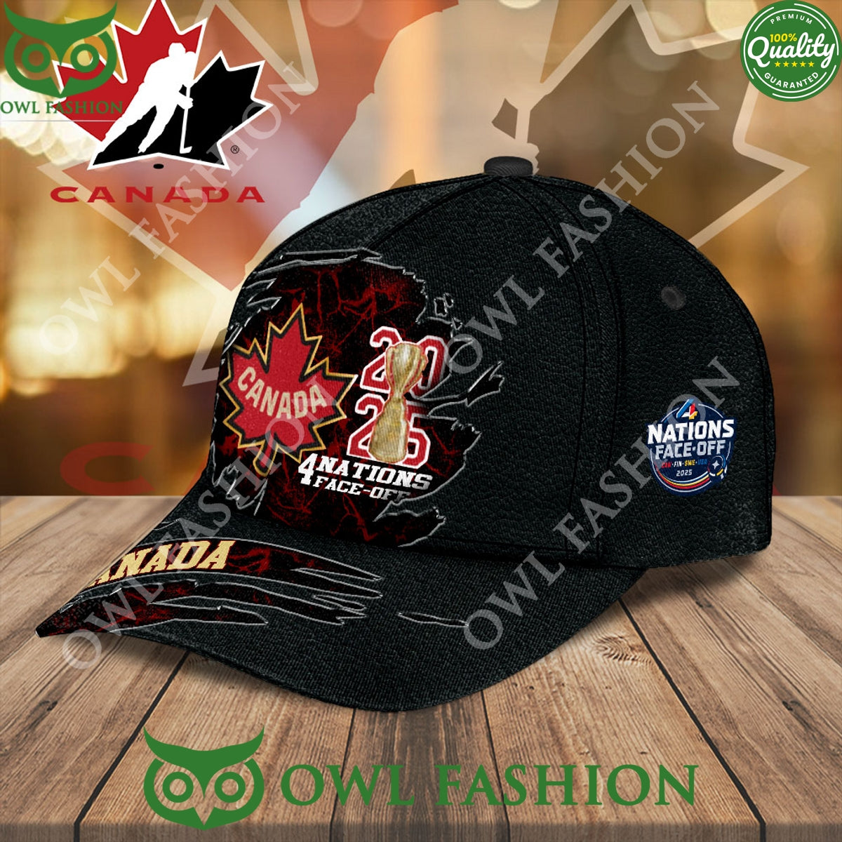 Canada ice hockey tournament 2025 4 Nations Face Off Black Classic Cap