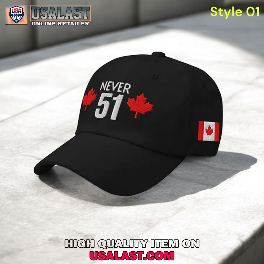Canada Never 51 Print Baseball Cap