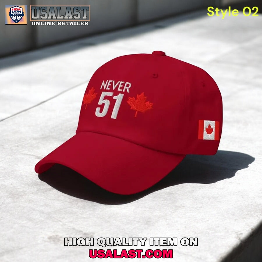 Canada Never 51 Print Baseball Cap