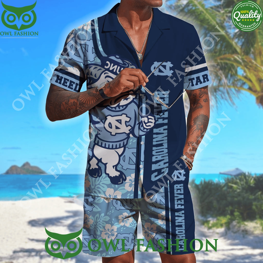 Carolina Fever UNC Logo and Mascot Hawaiian Shirt Short
