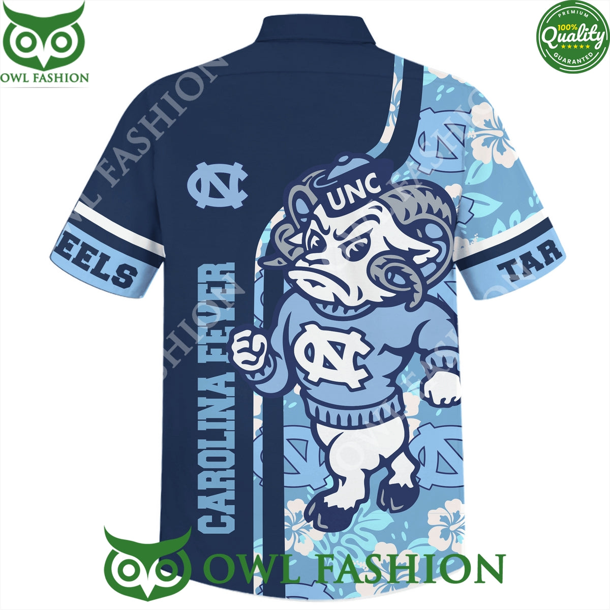 Carolina Fever UNC Logo and Mascot Hawaiian Shirt Short