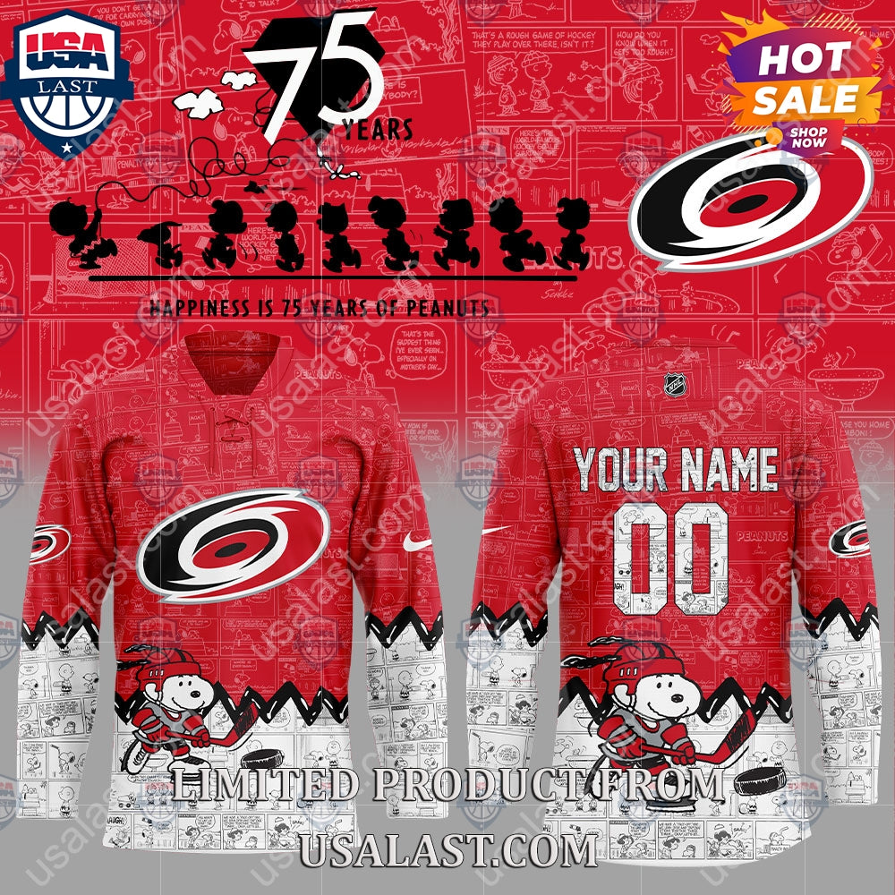 Carolina Hurricanes NHL Happiness Is 75th Anniversary of Peanuts Hoodie