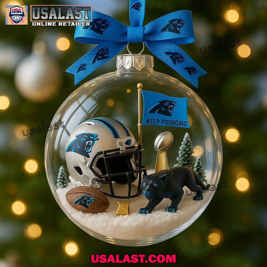 Carolina Panthers Clear Plastic Ball Christmas Ornament