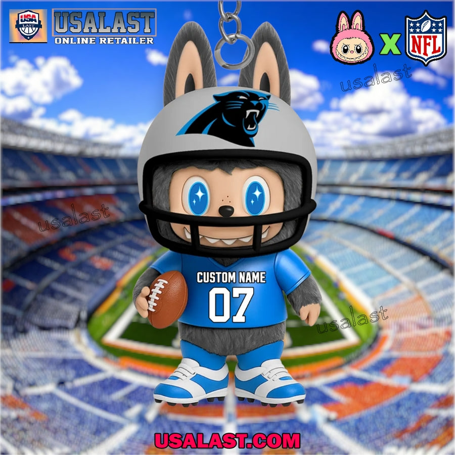 Carolina Panthers x Labubu Monster Custom Acrylic Keychain, Decoration Ornament
