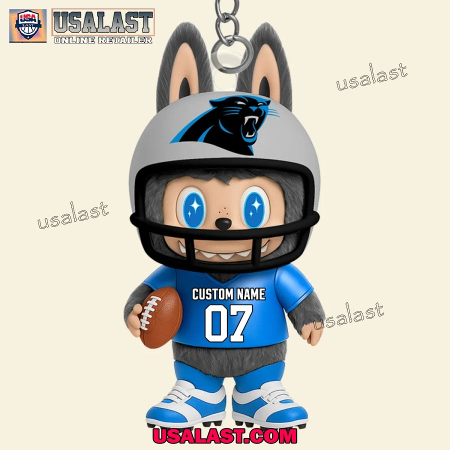 Carolina Panthers x Labubu Monster Custom Acrylic Keychain, Decoration Ornament