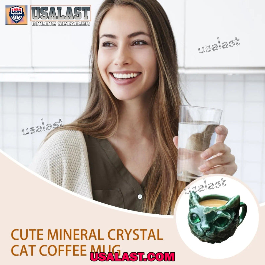 Cat Crystal Coffee Mugs Tea Cup Resin Handmade Home Decor