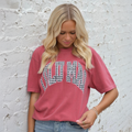 LM-HTH-1000 Houndstooth Adult Crimson Comfort Colors Tee