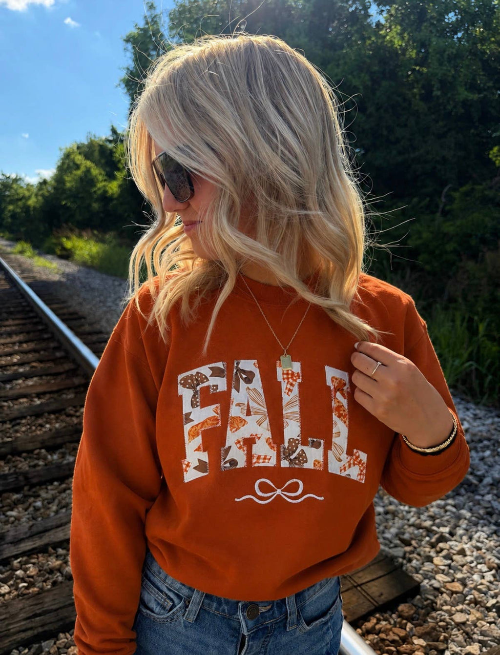Burnt Orange Pumpkin Fall Bow Coquette Sweatshirt