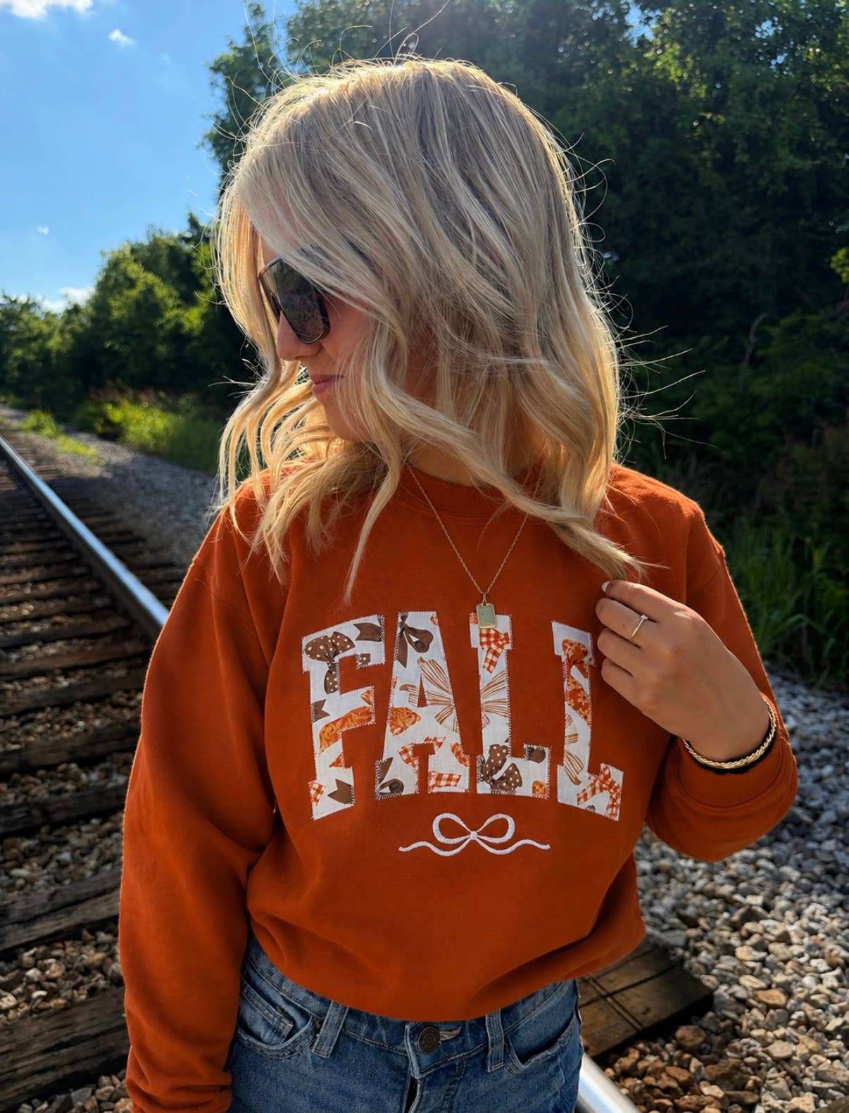 Burnt Orange Pumpkin Fall Bow Coquette Sweatshirt