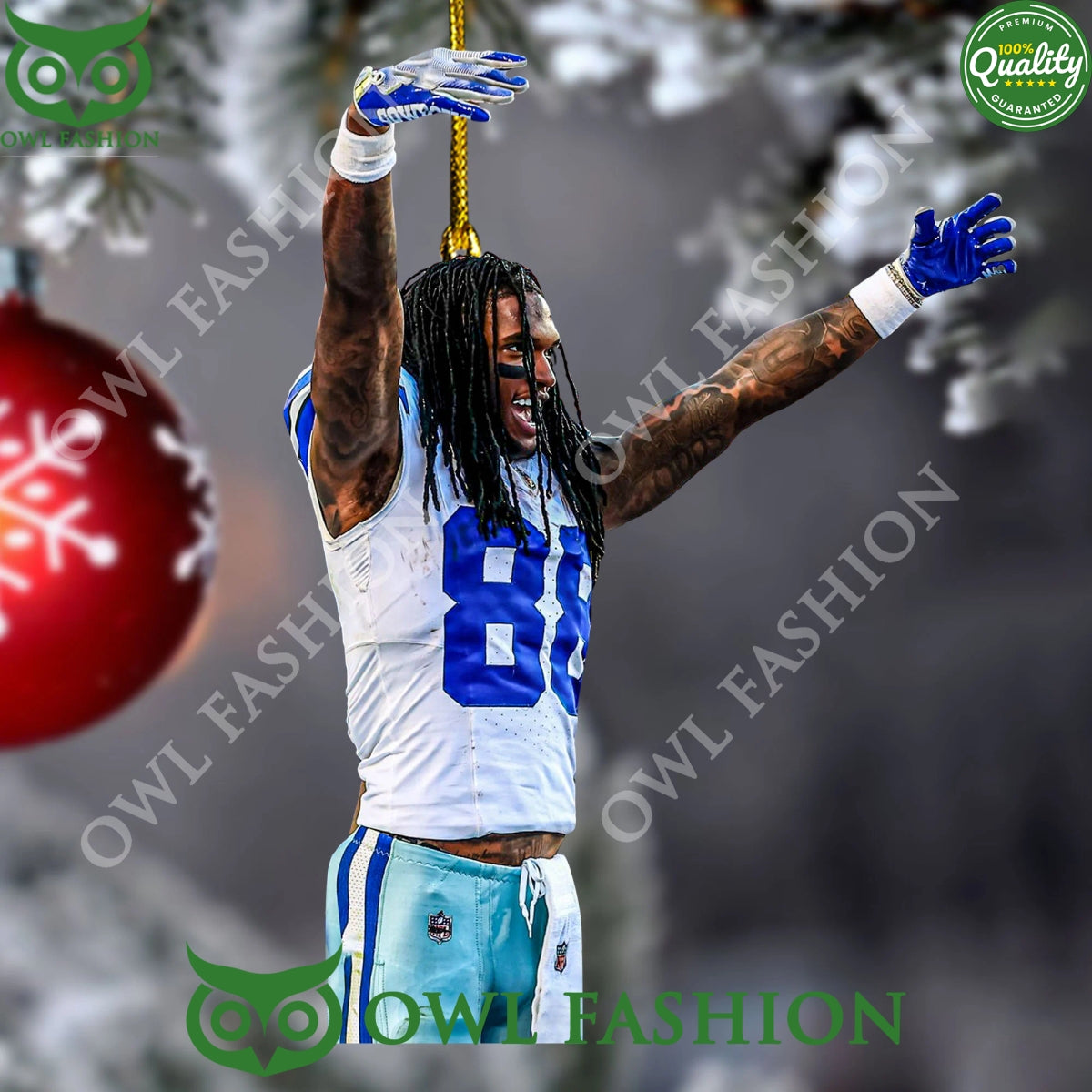 CeeDee Lamb hail for Dallas Cowboys Plastic Ornament