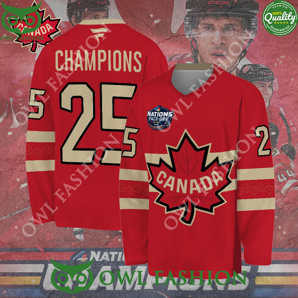 Champions Charlie McAvoy Canada 2025 4 Nations Face Off Hockey Jersey shirt