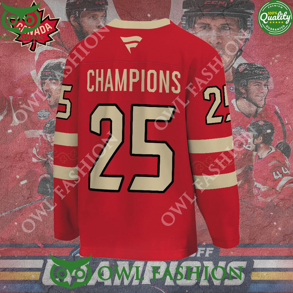 Champions Charlie McAvoy Canada 2025 4 Nations Face Off Hockey Jersey shirt