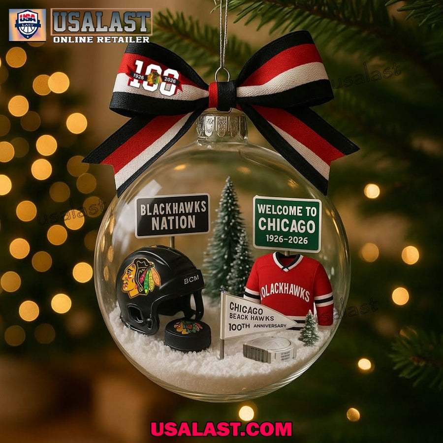 Chicago Blackhawks 100th Anniversary Christmas Ornament