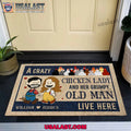 Chicken Lady And Her Grumpy Old Man Live Here Custom Coir Doormat