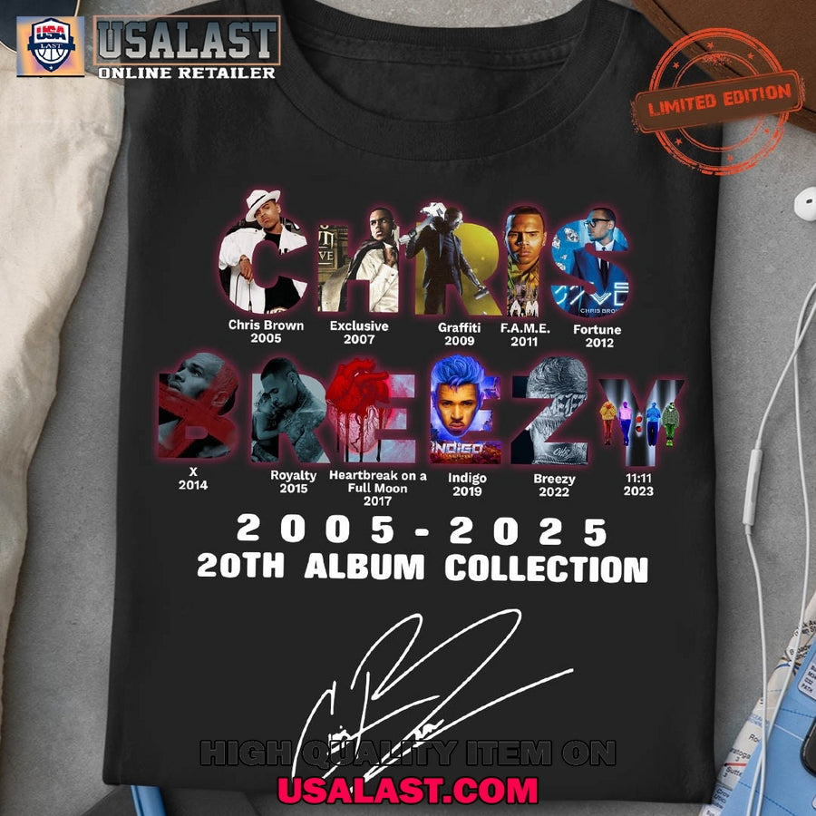 Chris Brown 2005-2025 20th Album Collection Unisex T-Shirt