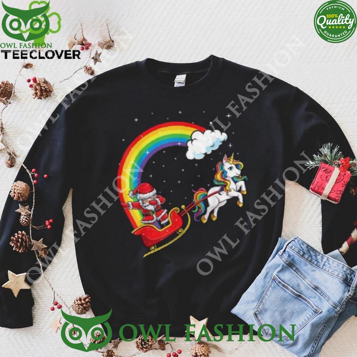 Christmas Dab Santa Unicorn Rainbow Christmas Unisex Shirt