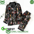 Christmas Elvis Presley Button Down Black Pajamas Set