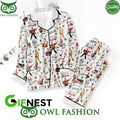 Christmas Elvis Presley Button Down White Pajamas Set