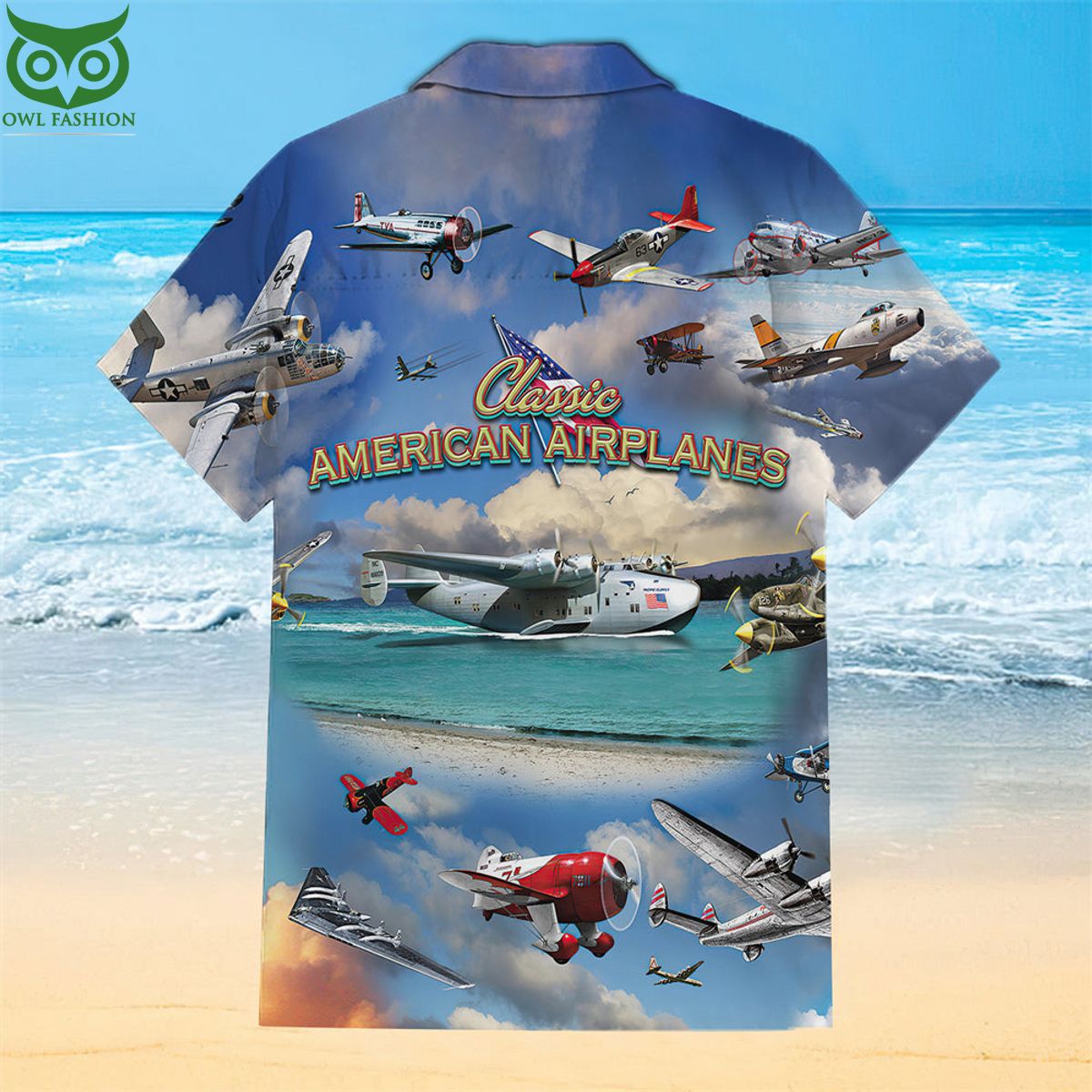 Classic American Hawaiian Airplane Shirt