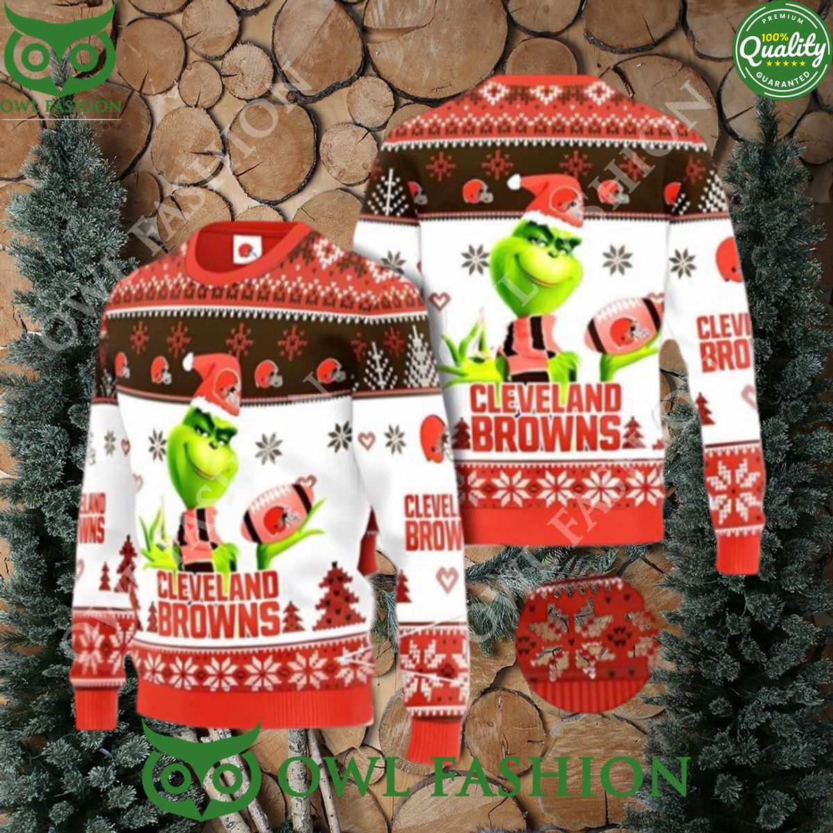 Cleveland Browns Grinch Ugly Christmas Sweater Xmas 3D AOP Jumper