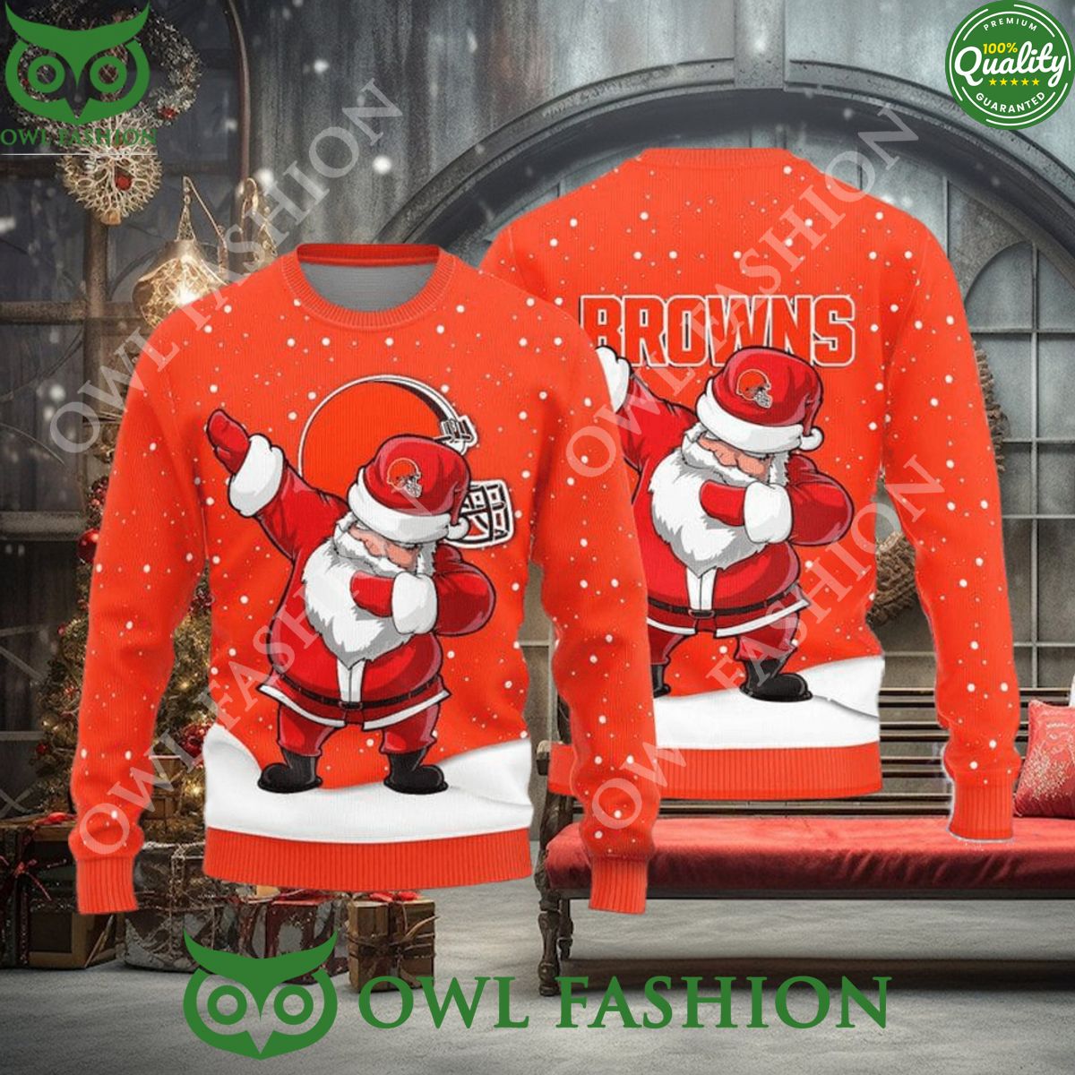 Cleveland Browns MLB Dab Santa Ugly Christmas Sweater Jumper