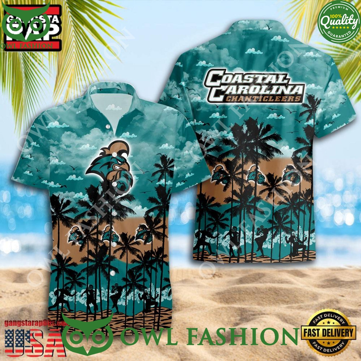 Coastal Carolina Chanticleers Style Coconut Tree Hawaiian Shirt