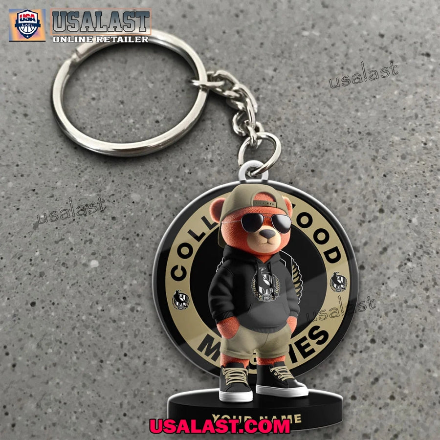 Collingwood Football Club Teddy Bear Custom Keychain