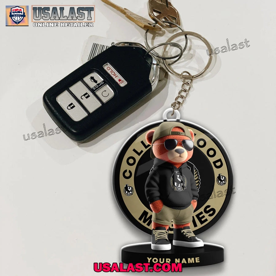 Collingwood Football Club Teddy Bear Custom Keychain