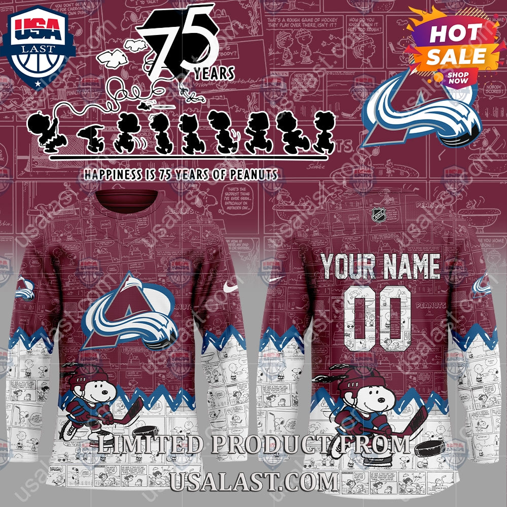 Colorado Avalanche NHL Happiness Is 75th Anniversary of Peanuts Hoodie