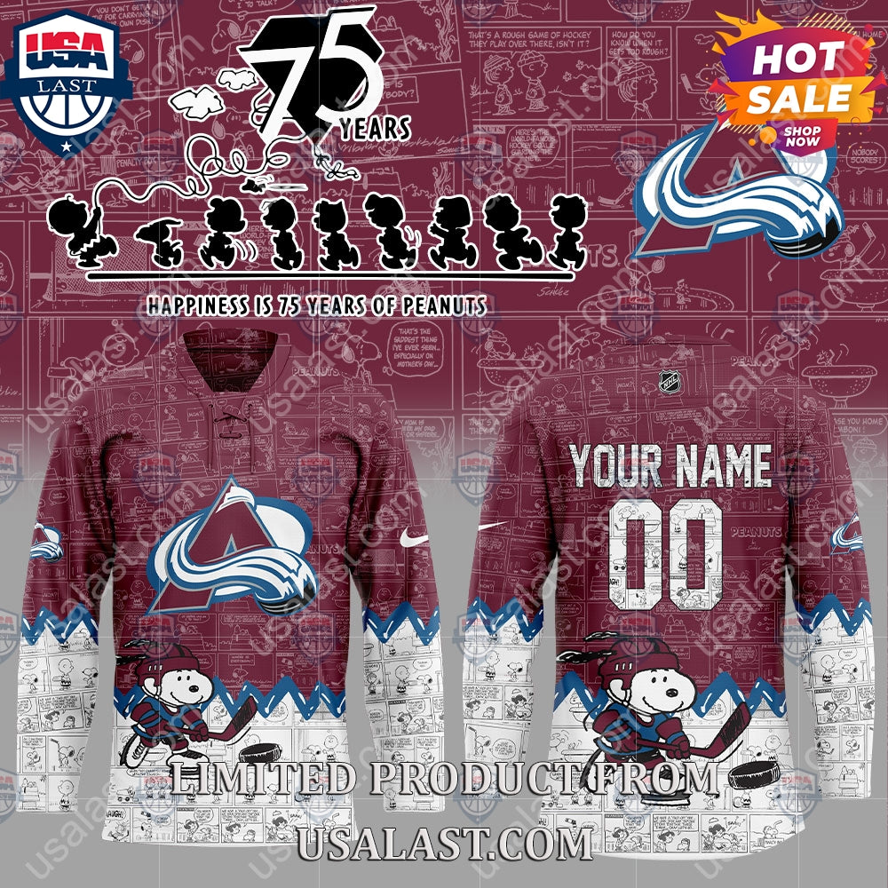 Colorado Avalanche NHL Happiness Is 75th Anniversary of Peanuts Hoodie