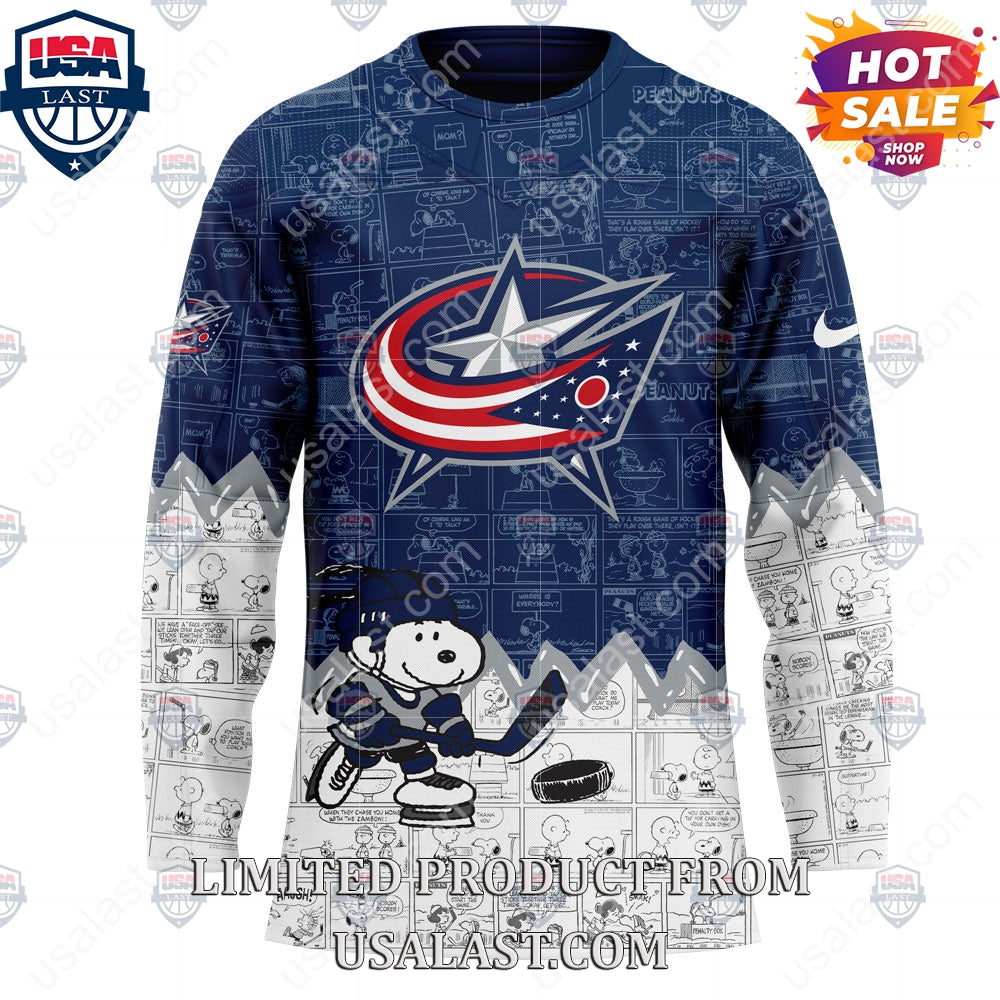 Columbus Blue Jackets NHL Happiness Is 75th Anniversary of Peanuts Hoodie