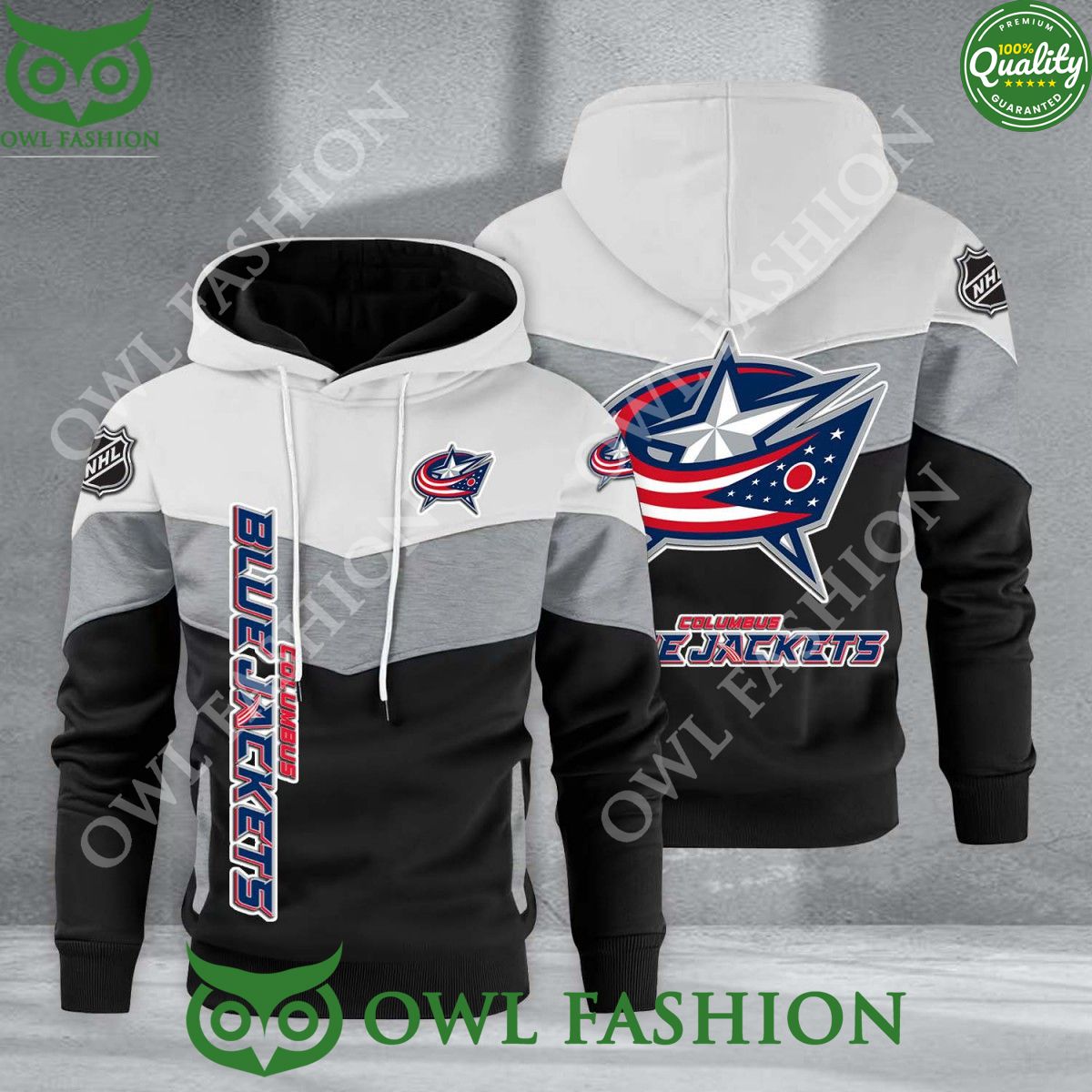 Columbus Blue Jackets NHL Hockey Black White Printed Hoodie