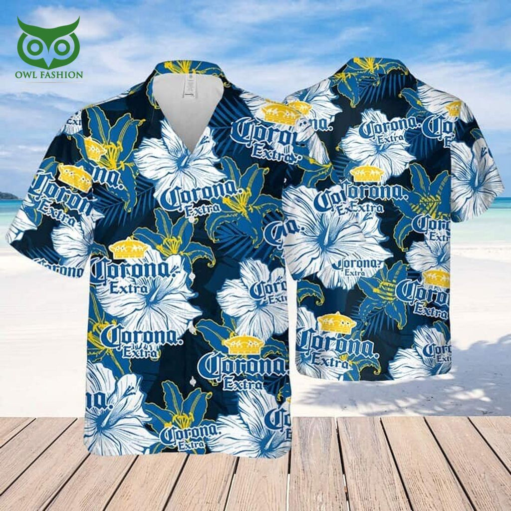 Corona Extra Beer Floral Pattern Hawaiian Shirt