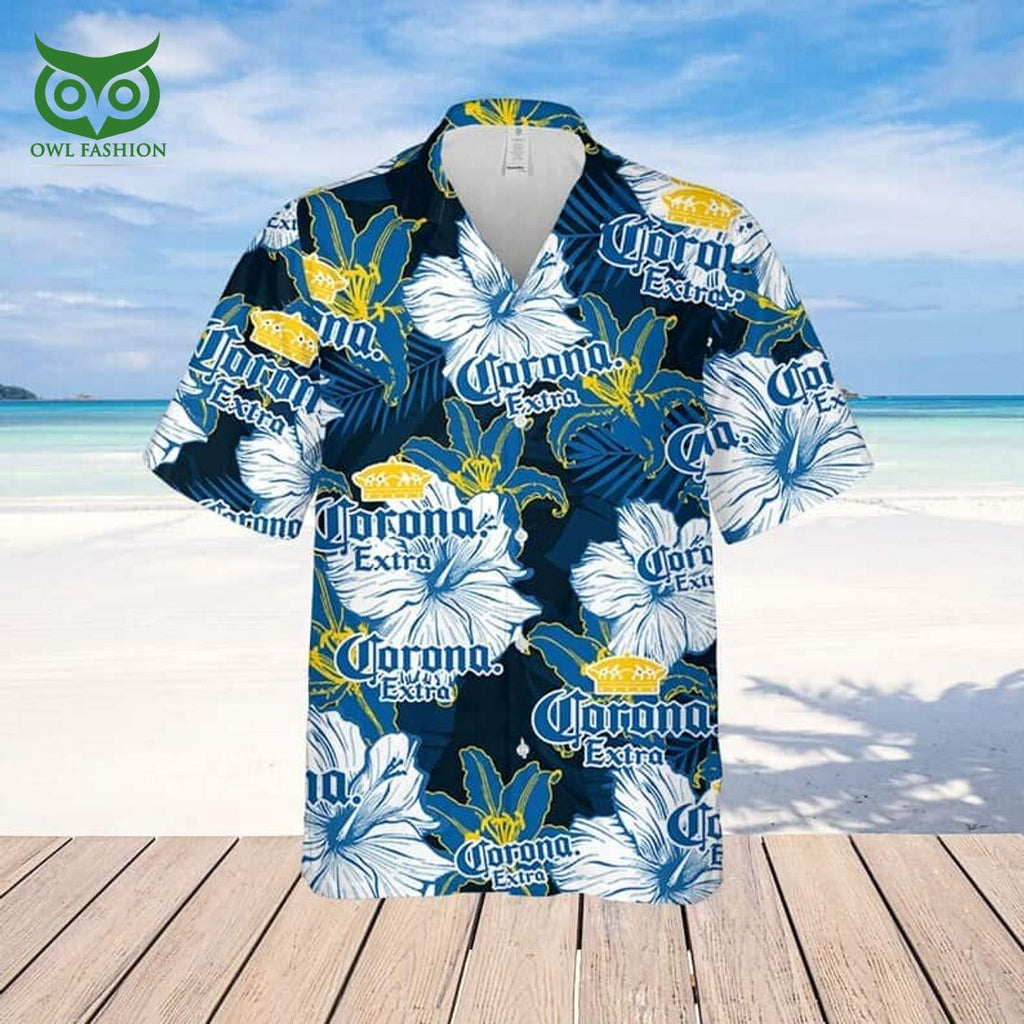 Corona Extra Beer Floral Pattern Hawaiian Shirt