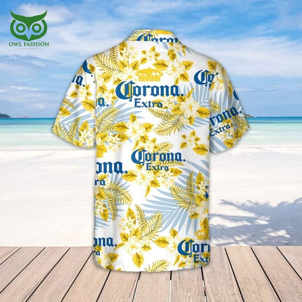 Corona Extra Beer Tropical Flower Pattern Hawaiian Shirt Gift For Beach Trip