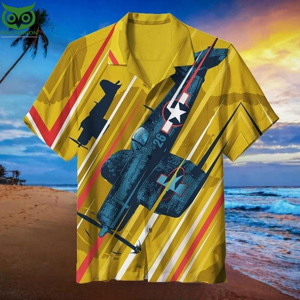 Corsair Airplane America Unisex Hawaiian Shirt