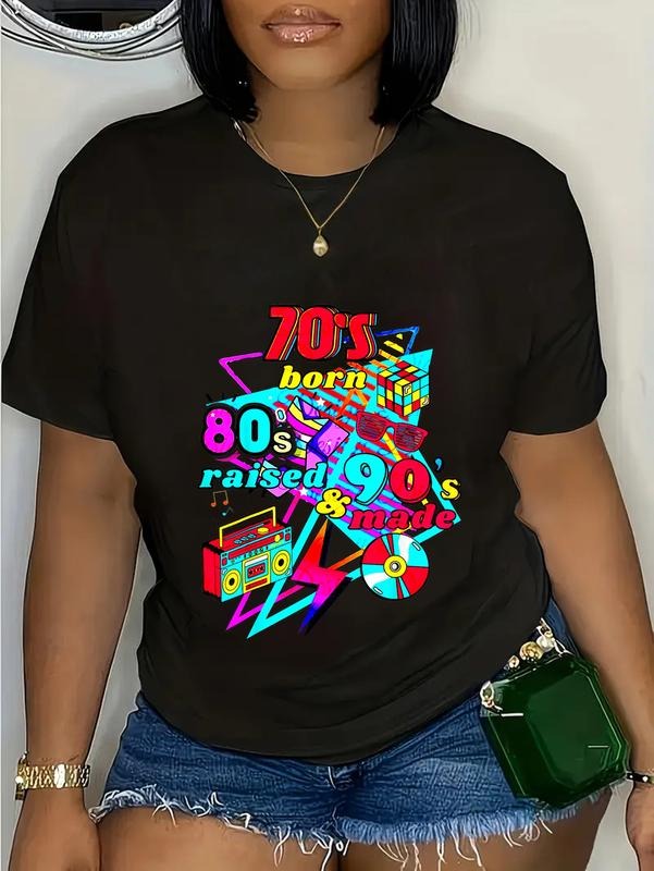cotton 70s Born, HB Raised, & Spiky hair fighters'WB shield Made, journey three decades T-Shirt casual Fashion graphic...