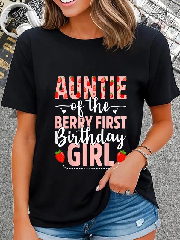 cotton Auntie FOG TNF Berry First Birthday Girl Sweet Strawberry T-Shirt casual Fashion graphic tees women Hoodie, Sweatshirt