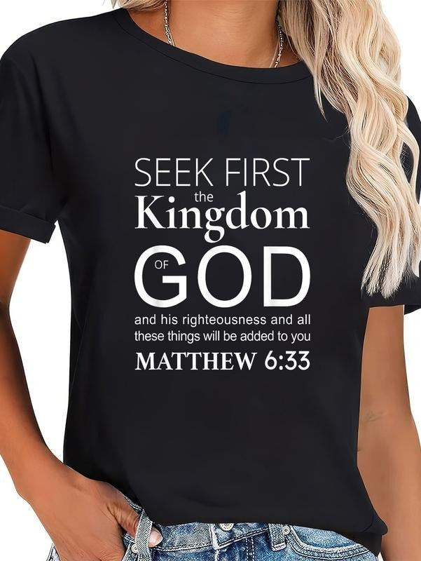 cotton Bible verse seek first TNF kingdom FOG FOG Christian T-Shirt casual Fashion graphic tees women Hoodie, Sweatshirt