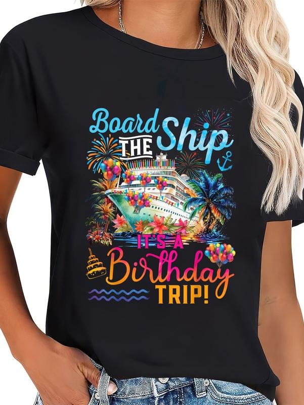 cotton Board TNF Ship Mouthless cat'WB shield WB shield Birthday Trip Cruise Birthday Vacation T-Shirt casual Fashion...