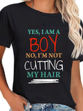 cotton Boys Long Hair Yes Swoosh'Bat brand WB shield Boy TNF Swoosh'Bat brand Not Cutting My Hair T-Shirt casual Fashion...