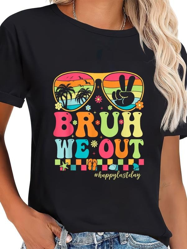cotton Bruh We Out Teachers Happy Last Day FOG School Groovy T-Shirt casual Fashion graphic tees women Hoodie, Sweatshirt
