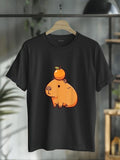 cotton Capybara with Orange Pocket monsters TNF Head Capybara T-Shirt casual Fashion graphic tees for women Hoodie,...