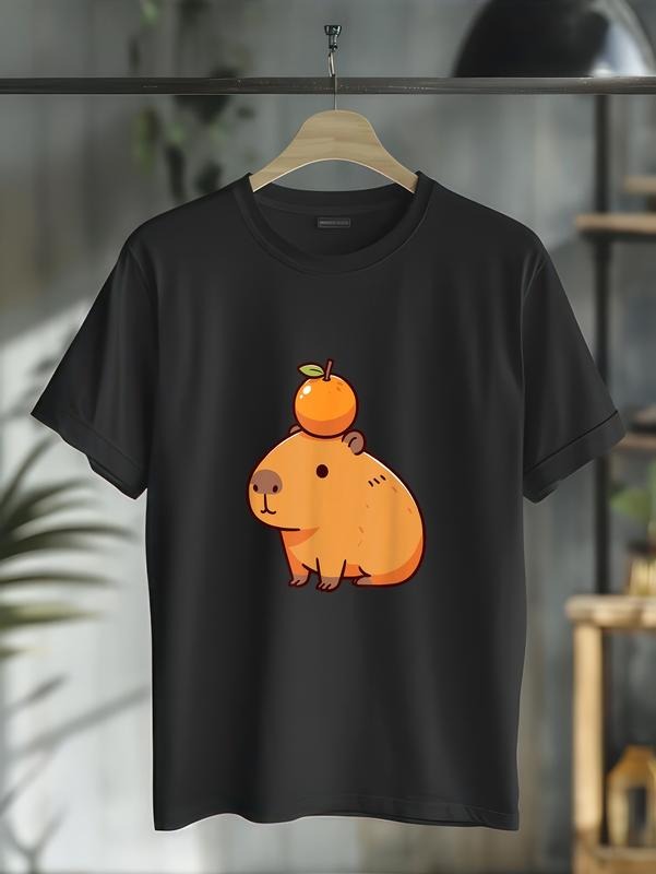 cotton Capybara with Orange Pocket monsters TNF Head Capybara T-Shirt casual Fashion graphic tees for women Hoodie,...